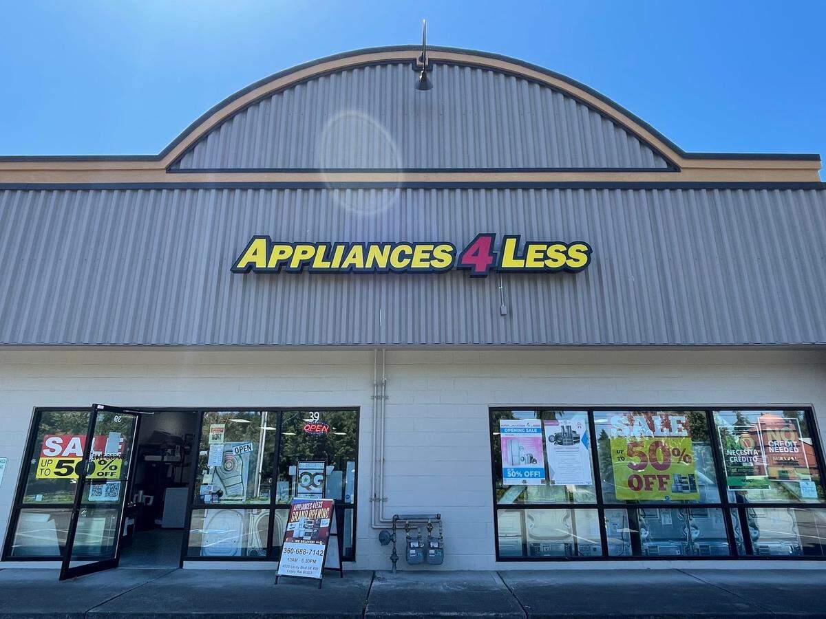Appliances 4 Less is at 4520 Lacey Boulevard SE in Lacey, but faces Pacific Avenue Southeast.