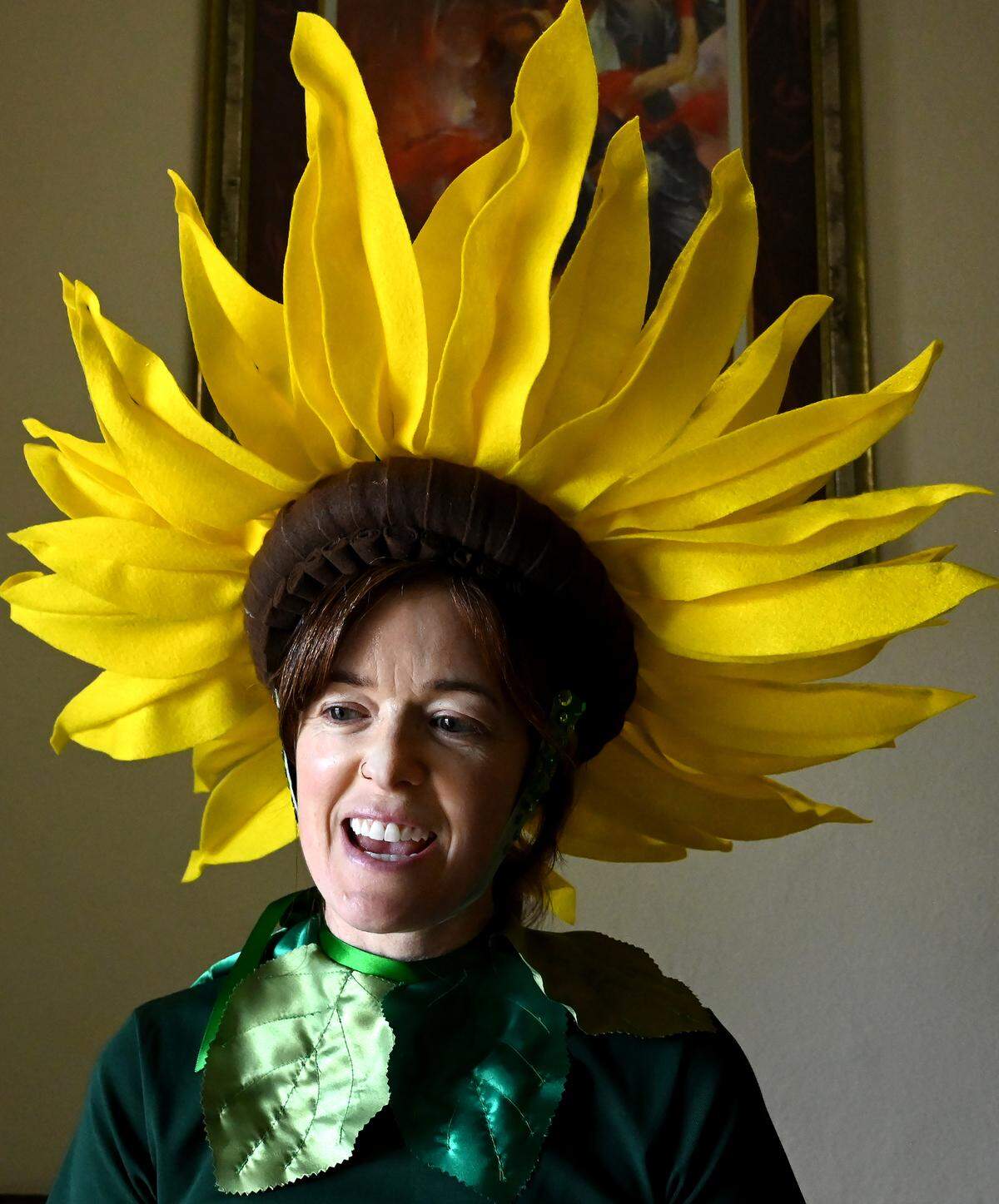 Ready to participate in the 2020 Procession before the pandemic shut things down Dany Burgess will finally get her wish with the Procession parade this weekend. She joined other Samba OlyWa members at the landmark Eagles Grand Ballroom in downtown Olympia on April 21 as the percussion and dance group staged a full dress rehearsal before participating in the annual Olympia Arts Walk and Procession of the Species celebrations on April 27 and 28. The ensemble capped thaT afternoon rehearsal with a musical practice march winding through nearby neighboring streets.