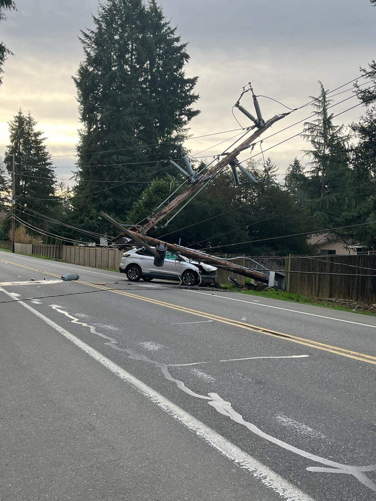 Power was knocked out Sunday morning in the Lacey area after a driver crashed into a power pole, according to the Thurston County Sheriff’s Office.