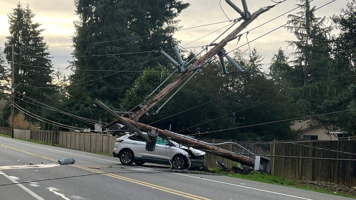 Power was knocked out Sunday morning in the Lacey area after a driver crashed into a power pole, according to the Thurston County Sheriff’s Office.