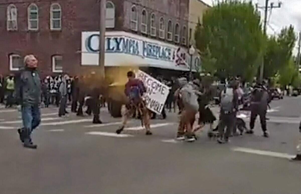 A screenshot from video of last year's May Day protest.