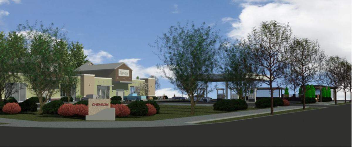 A color rendering of the Meridian Market and Gas proposal in northeast Lacey.