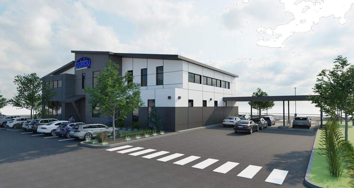 A rendering of the Our Community Credit Union building.