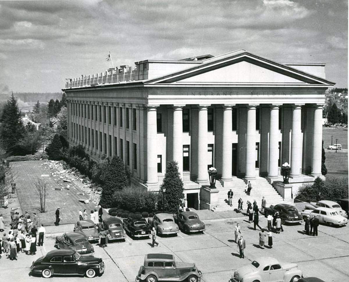 Damage at the Insurance Building on the Capitol Campus.