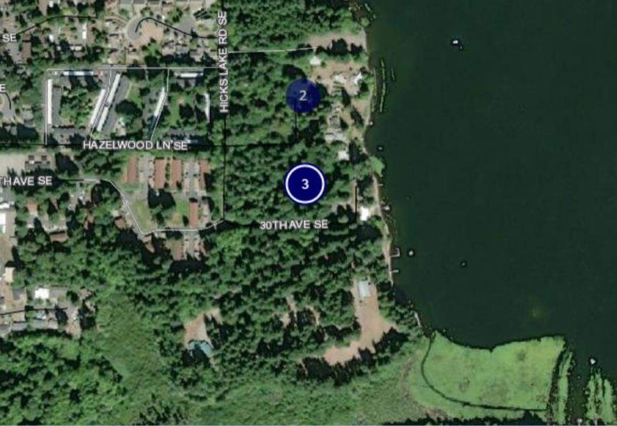 Both apartment projects (shown here as numbers 2 and 3) which first emerged last spring, have been proposed for the west shore of the lake, south of Wanschers Park. The two proposals also were met with immediate resistance from neighbors, who raised concerns about impacts to the lake, the forested area, wildlife and traffic.