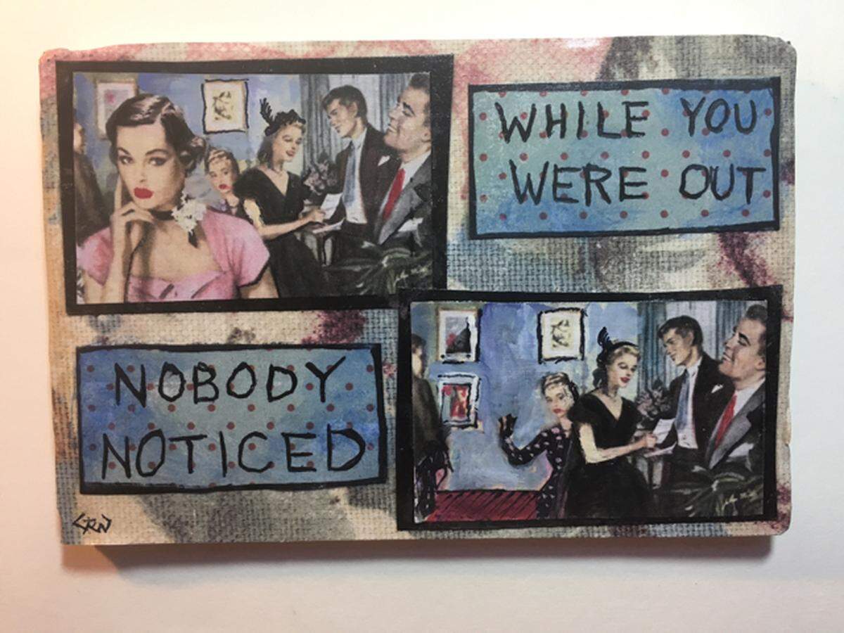 Gail Ramsey-Wharton decided to go with something silly and dark in her postcard entry.