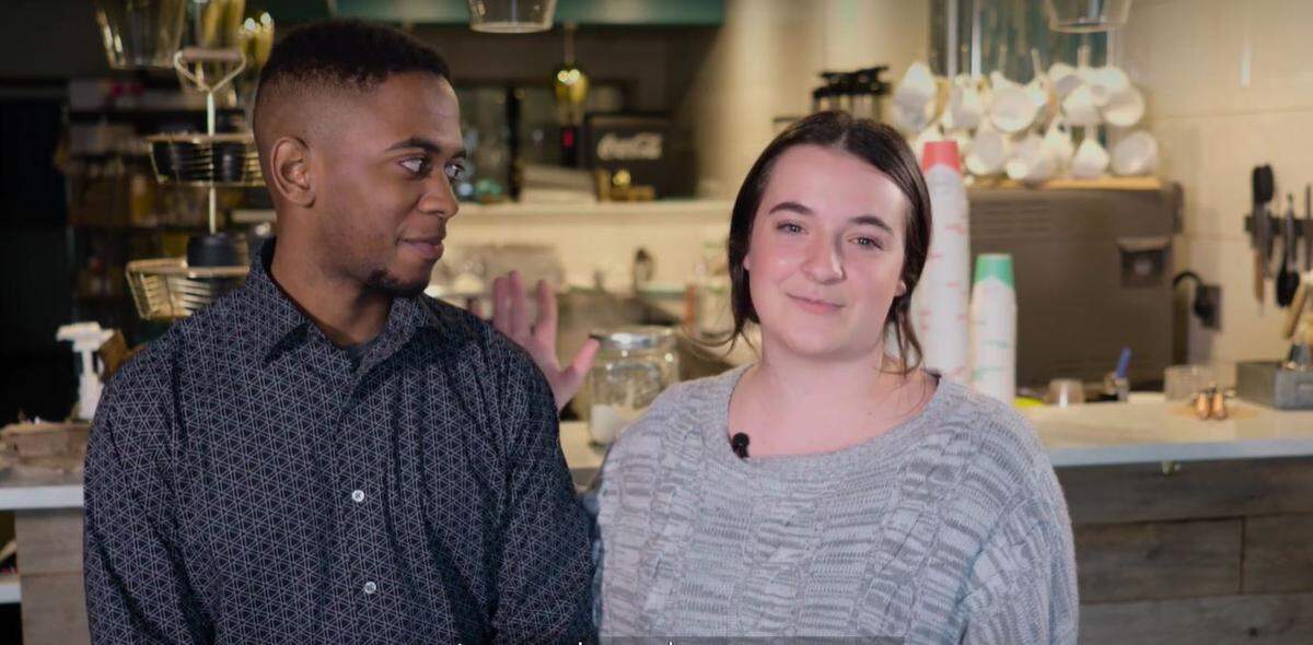 A screen grab of Kennon and Makenzie Maurer, the owners of Ebony and Ivory Coffee in Lacey.