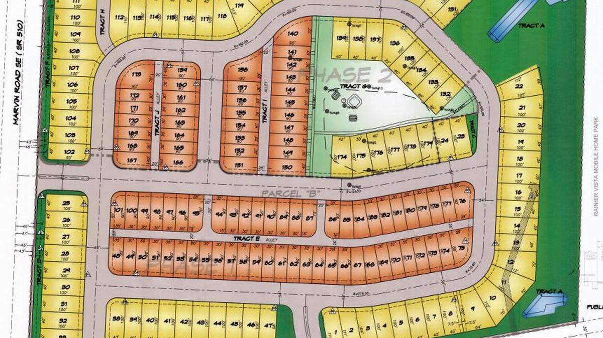 The layout of Morel Meadows, a new planned residential development in Lacey.