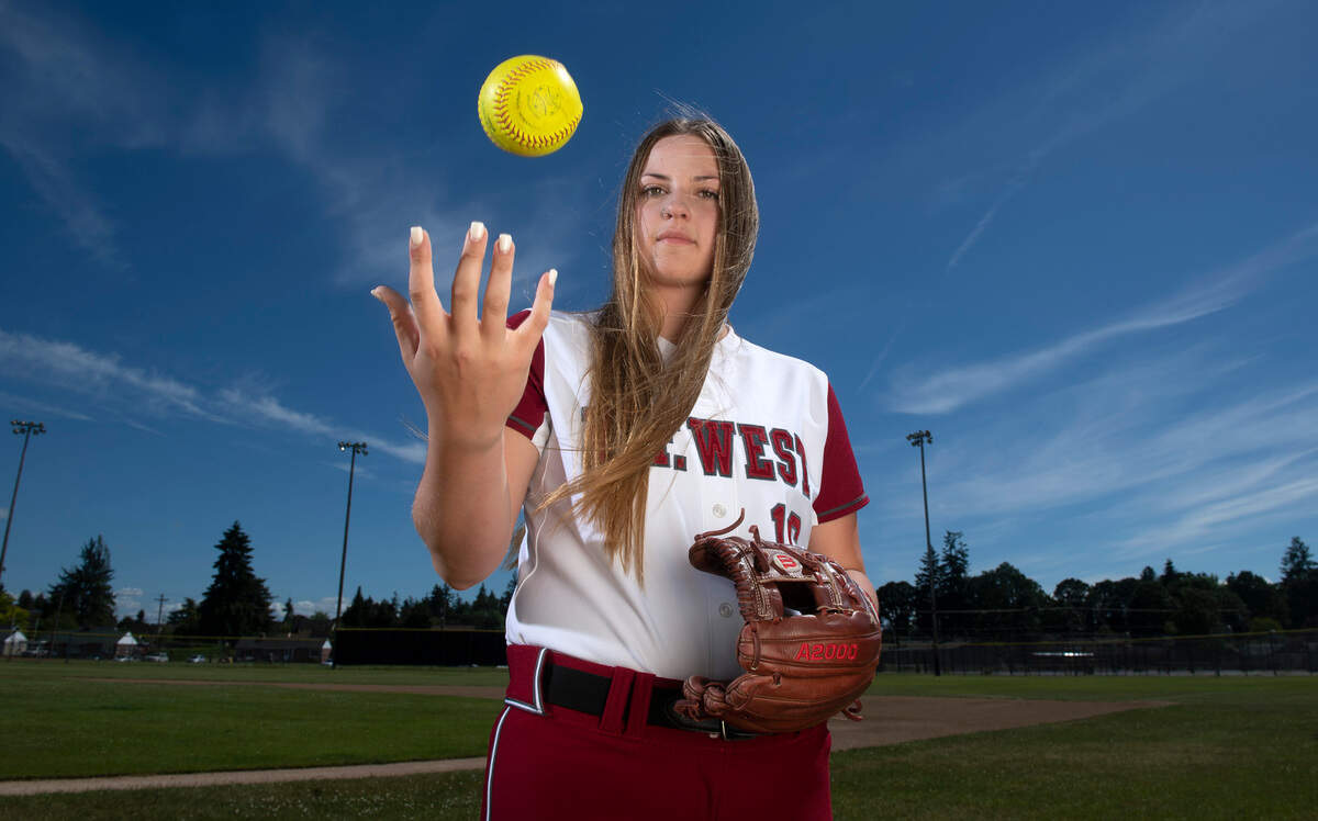 W.F. West High School junior pitcher Kamy Dacus is The Olympian’s 2021 All-Area softball player of the year. She is photographed at W.F. West High School in Chehalis, Washington, on Thursday, June 3, 2021.