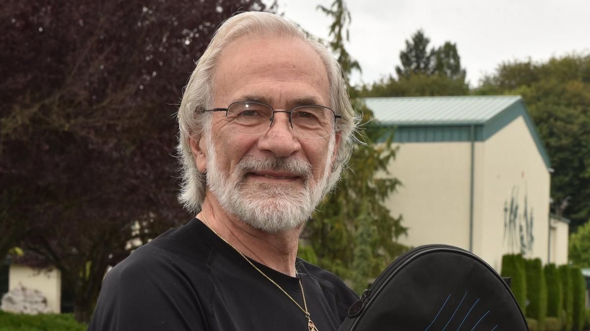 Bernie Friedman pictured outside The Valley Athletic Club in Tumwater this week. Friedman says he is being shut out of playing in the senior games because they are happening at The Valley.