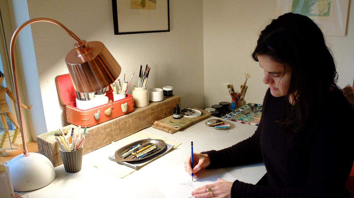 Olympia artist Corinna Luyken at work in her studio.