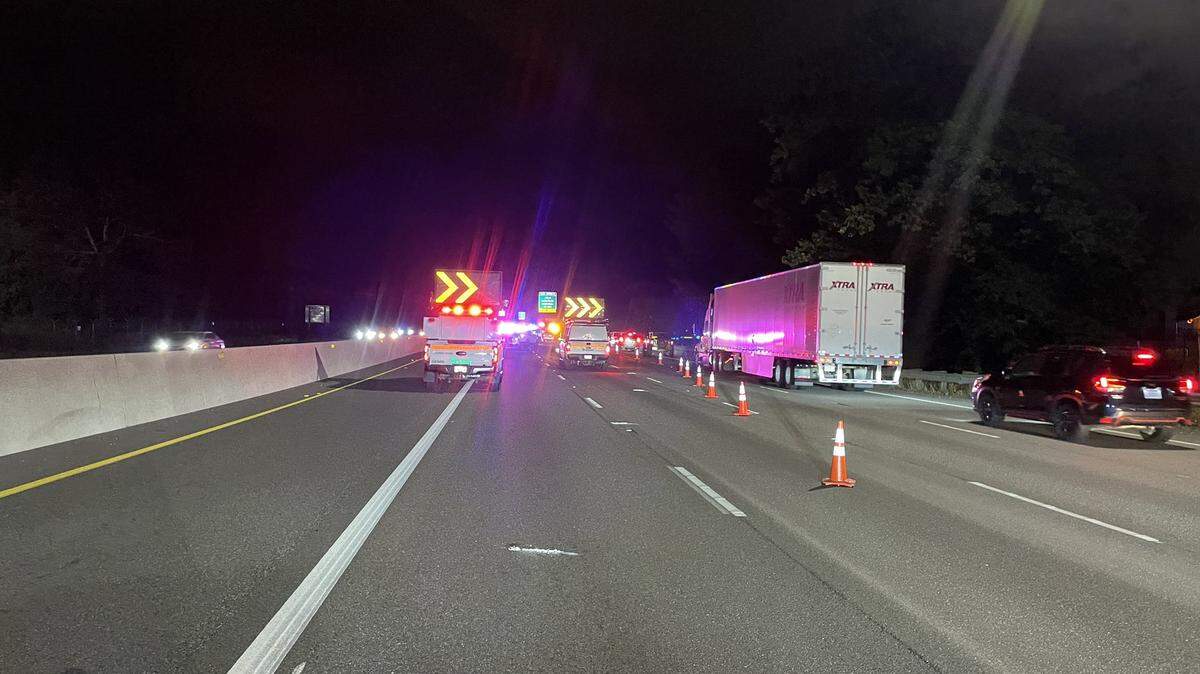 The pedestrian was struck on I-5 Monday night near the main gate to Joint Base Lewis-McChord, according to Washington State Patrol.