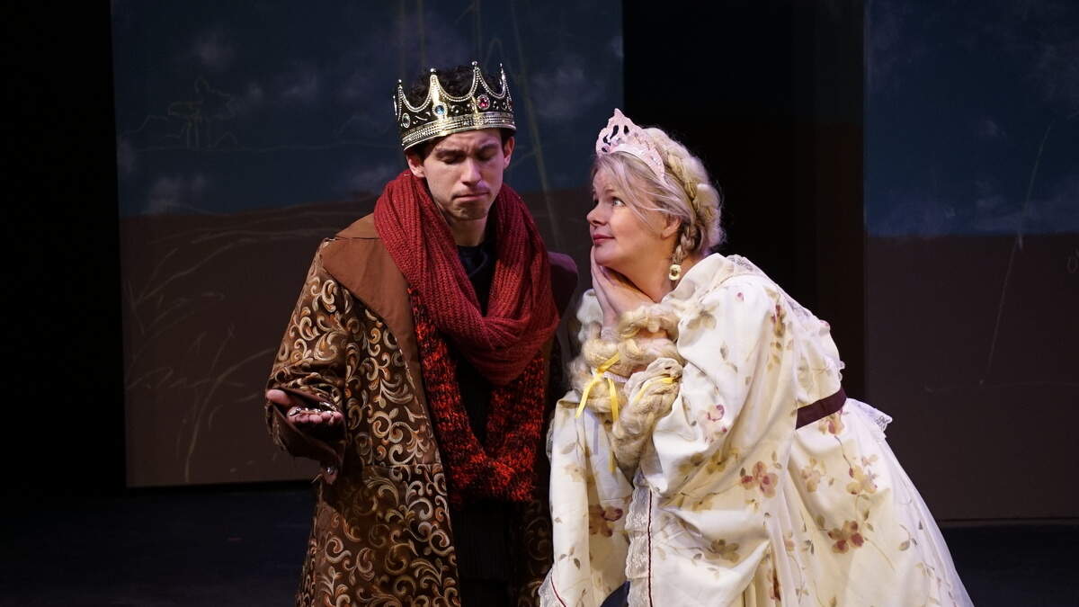Actors Xander Layden and Meghan Goodman in a scene from Tales Told in Ten 2017.