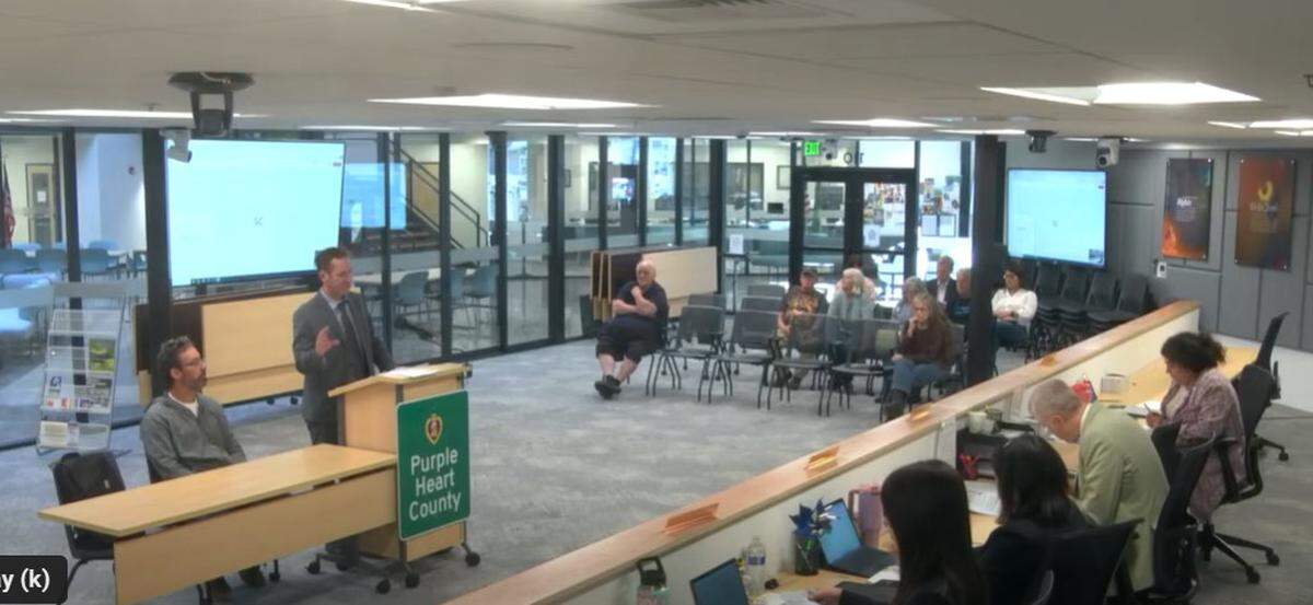 Hillside Farms’ owner Paul Wendler and his attorney came before the Thurston County Commission on April 16.