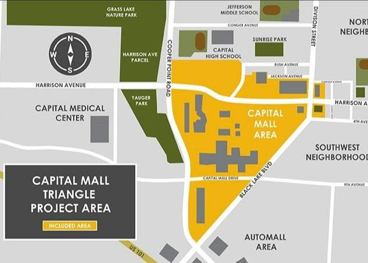 Olympia’s Community Planning and Development Department wants public input on the scope of the Environmental Impact Statement for the Capital Mall Triangle project area.