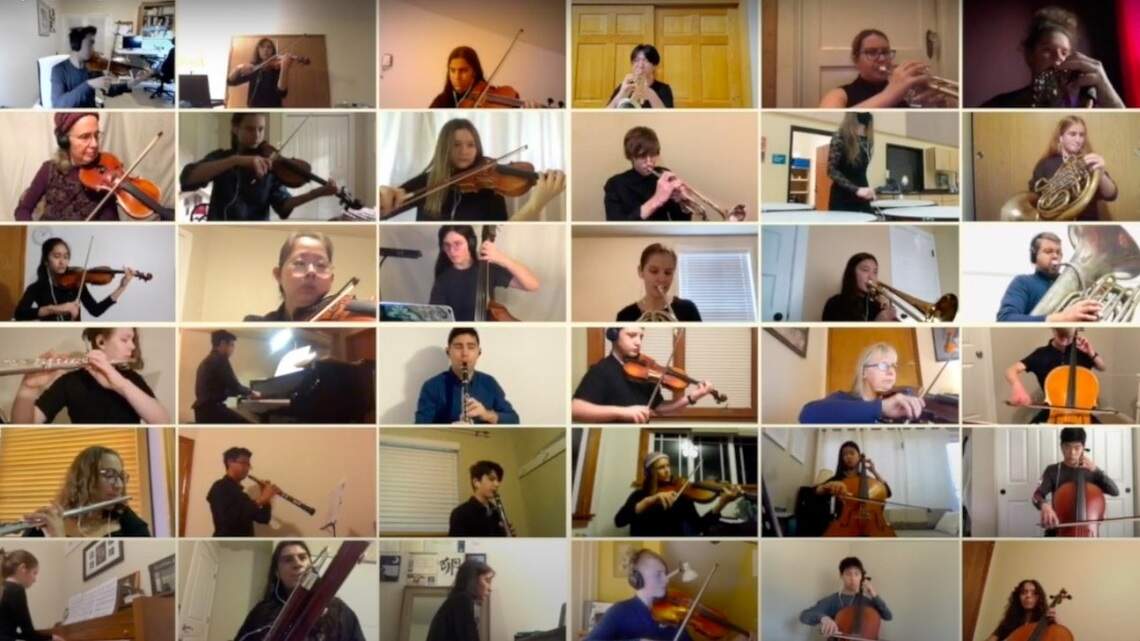 Student musicians learn how to make holiday music together while they are apart