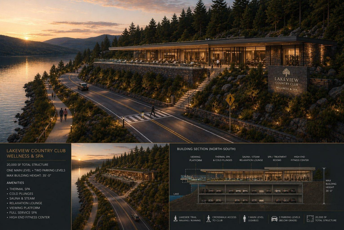 A local property owner has proposed constructing The Water Club, a water-oriented country club on a hillside on Deschutes Parkway overlooking Capitol Lake and the future-restored Deschutes Estuary.