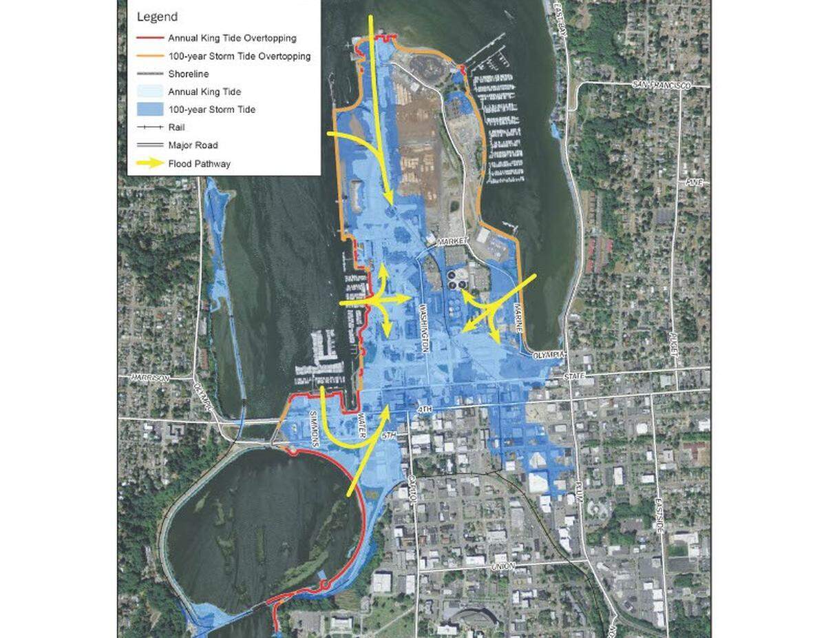 Sea levels are expected to rise 32 to 68 inches by the year 2100.&nbsp;More than 360 acres of downtown Olympia could see frequently-dangerous flooding levels. 