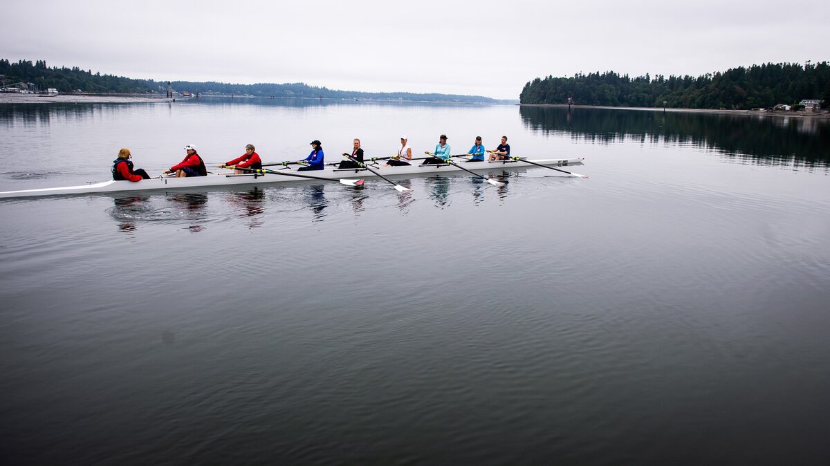 Rowers with Olympia Area Rowing and community members take off to row on the lower Budd Inlet during the 2019 “National Learn to Row Day” in Olympia.