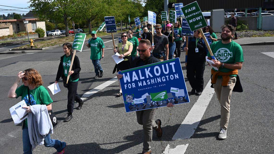 ‘Public employees deserve better’ state workers say as they walkout over contract talks