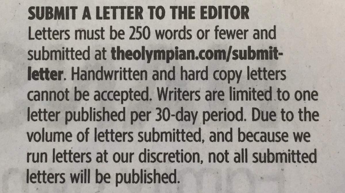 Letters to the editor must be submitted online -- handwritten letters or letters on paper cannot be accepted.
