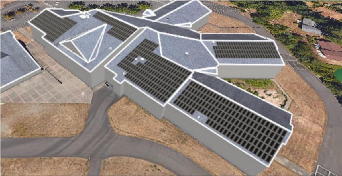 A rendering of the Thurgood Marshall Community Solar Project. Olympia Community Solar partnered with the Olympia School District to develop and operate the system, which is expected to be installed in 2023.
