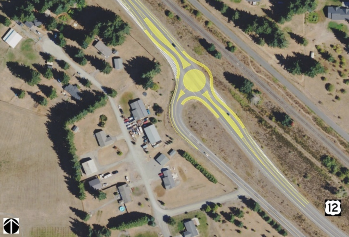 A conceptual rendering of a planned roundabout at the intersection of U.S. 12 and Old Highway 9 near Grand Mound.