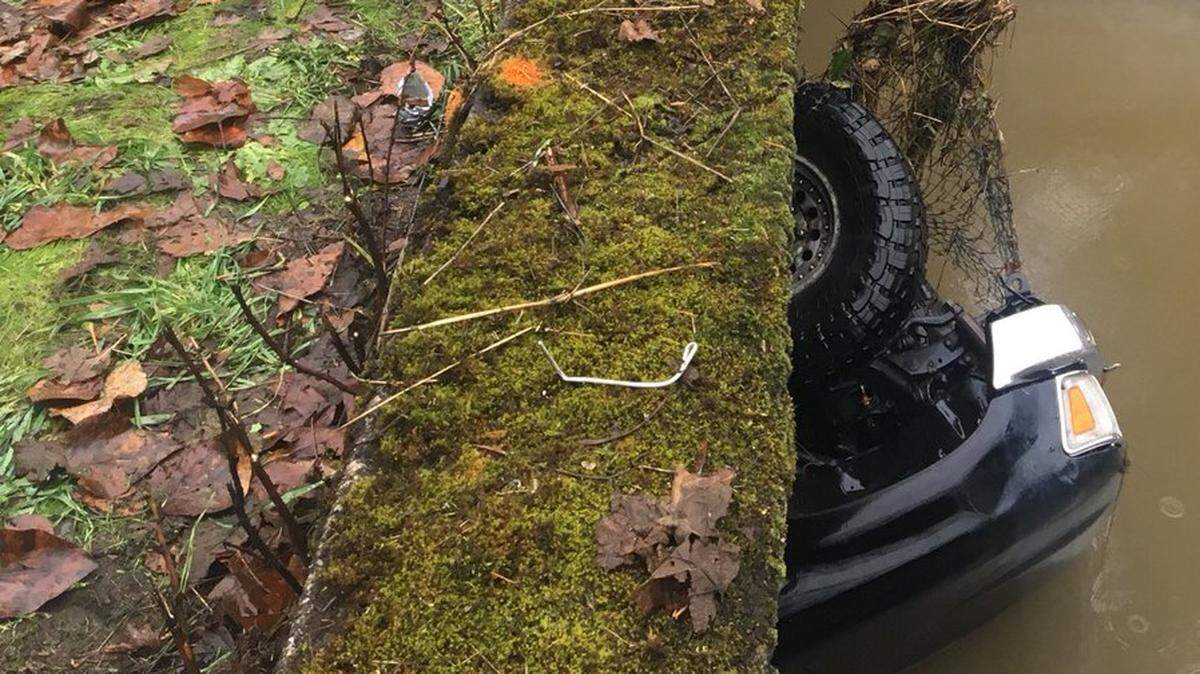 The pickup left the road to the right, crashed into a cement barrier and stopped in a culvert full of water, according to Washington State Patrol.