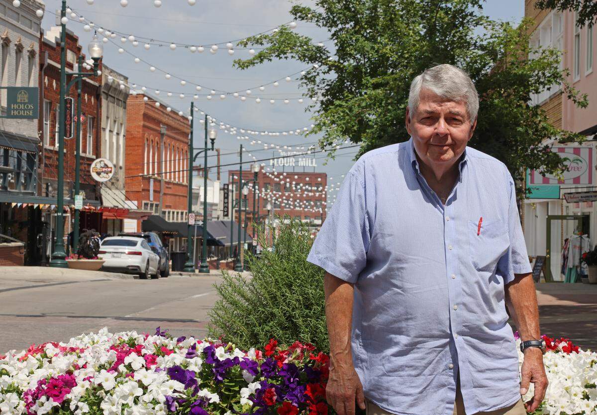 Kirby Wilbur walks in one of his favorite areas in downtown McKinney, Texas, Monday, May, 18, 2026. Wilbur relocated to Texas from the Seattle-Tacoma area.