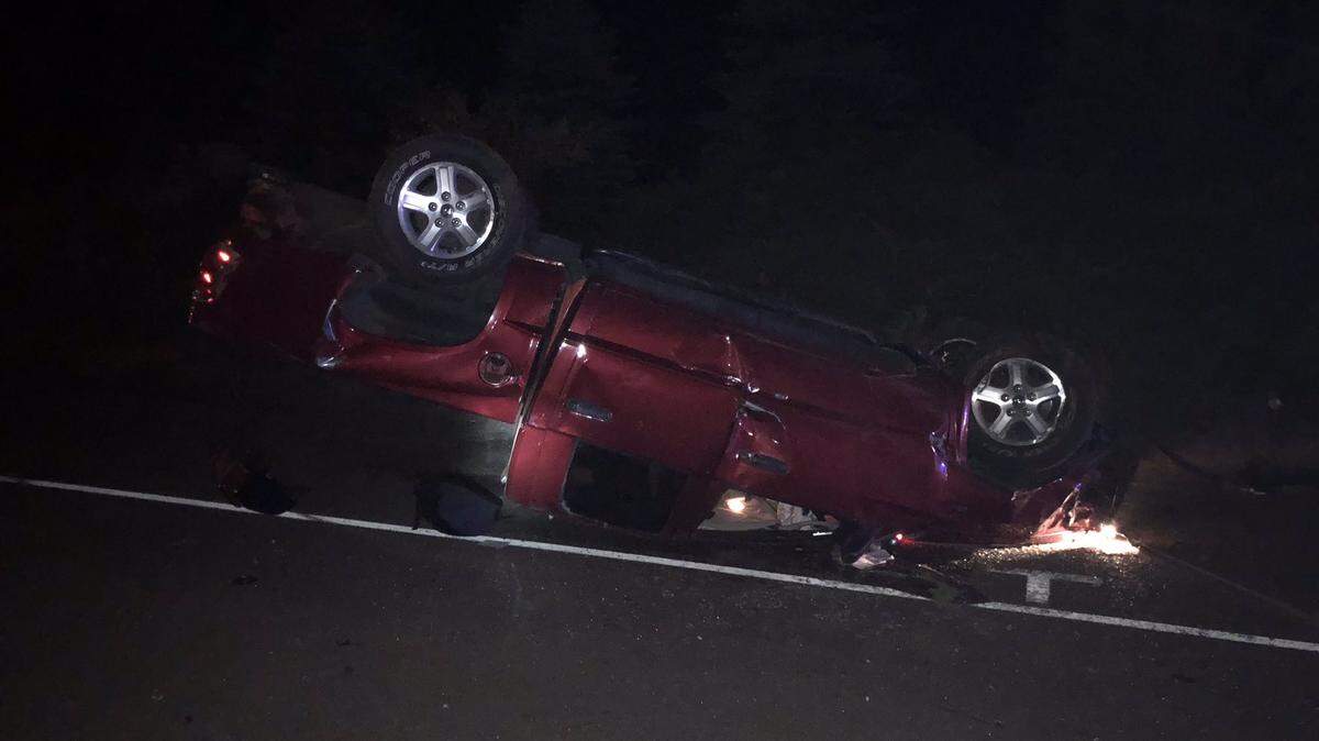 This pickup truck was struck by a suspected intoxicated driver on Monday, Aug. 6, 2018 on westbound State Route 12. The driver of the truck was transported to a local hospital, according to the Washington State Patrol.