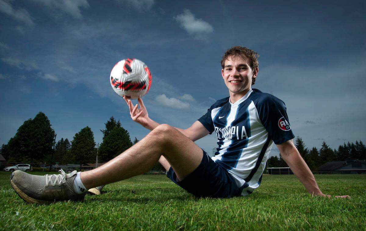 Olympia senior defender Connor Barnes is The Olympian’s All-Area Soccer Player of the Year. He is shown at Olympia High School in Olympia, Washington on Wednesday, June 8, 2022.