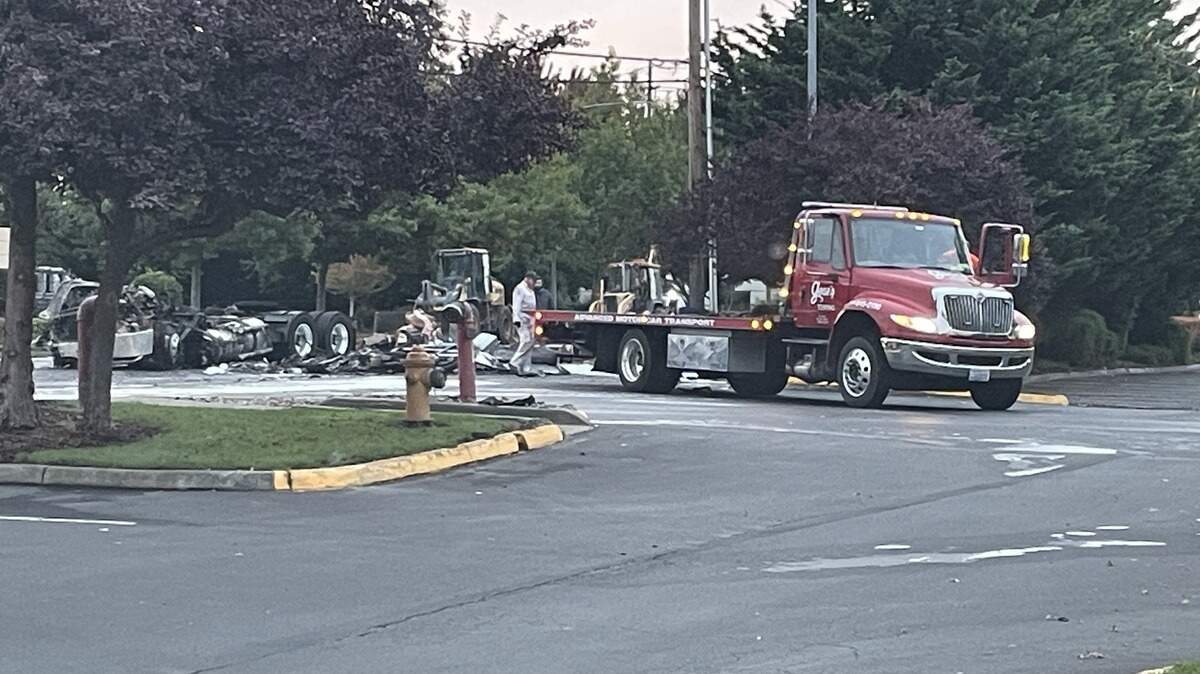 The crash, which was reported about 3 a.m. Sunday in Puyallup, ultimately closed a section of Valley Avenue Northwest, according to police.