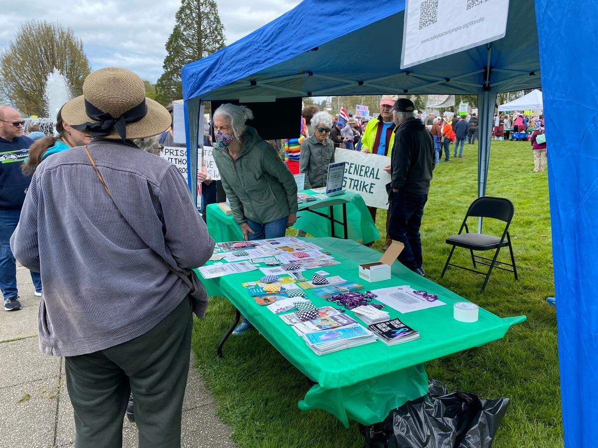 One of the tents set up at the Capitol Campus on Saturday provided general information as well as brochures and pamphlets.