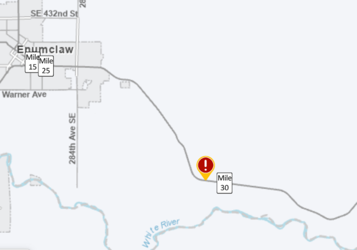 The location of the Sunday afternoon crash east of Enumclaw.