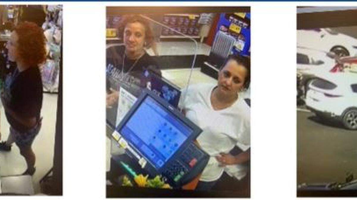 Lacey police are looking for two people who are accused of stealing credit cards during a vehicle prowl. They then used those cards to shop at area stores.