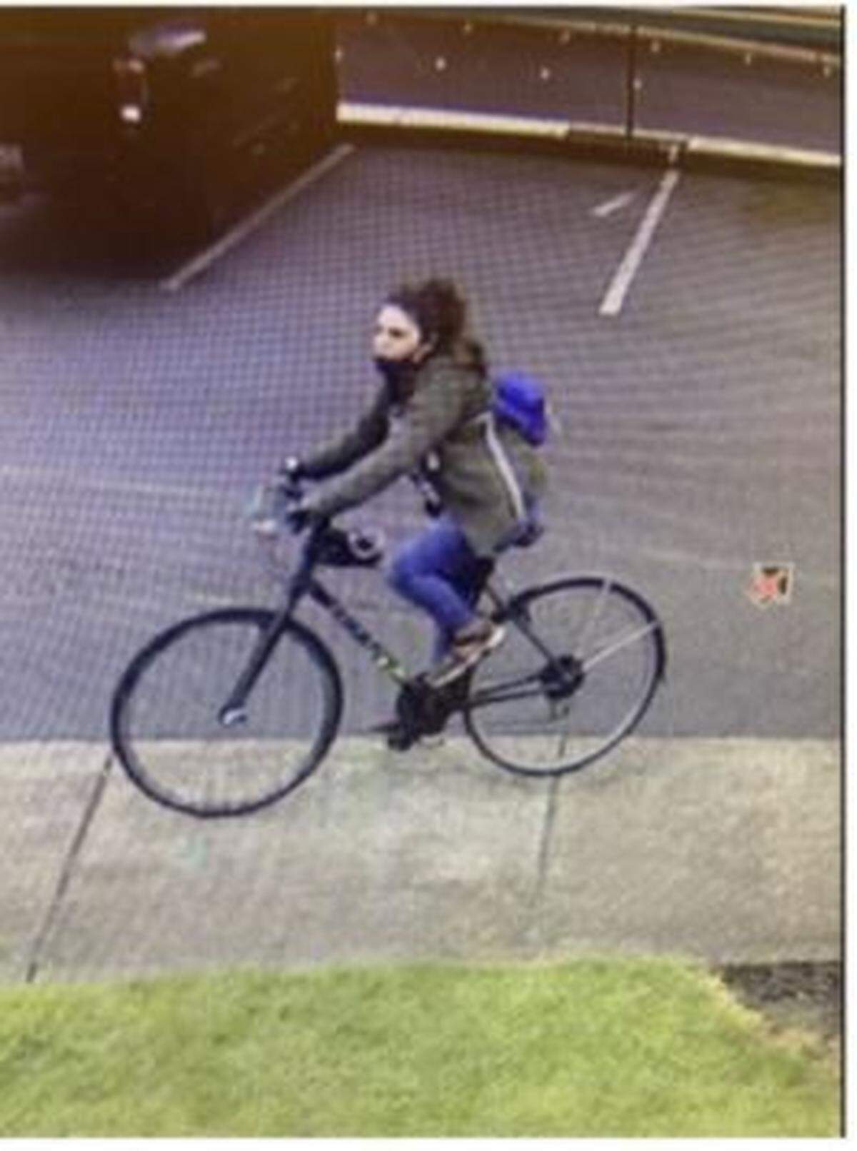 A woman also was seen riding a bicycle with the gun theft suspect. Although police believe she is associated with the man, she did not commit the crime.