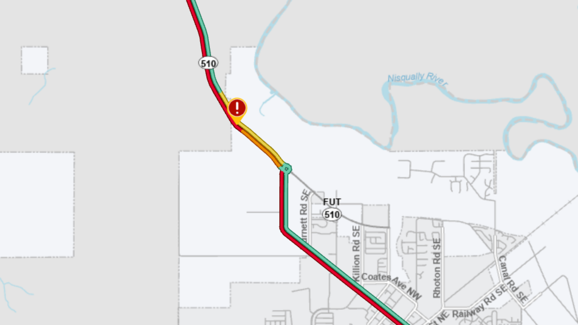 Yelm Highway closed on Friday after car crashes into tree, bursts into flames
