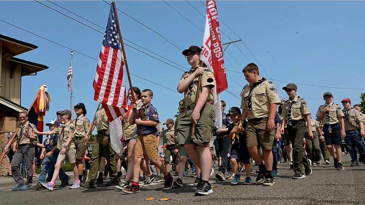 Red, White and Blue were the colors the day as waves of spectators lined Capitol Blvd. SE and Israel Rd. SW for the Tumwater’s 35th Annual Independence Day Parade on July 4,2023. With this year’s parade theme, “Christmas in July.” coupled with the 80-degree weather parade entrants found sunscreen much more helpful than sweaters.