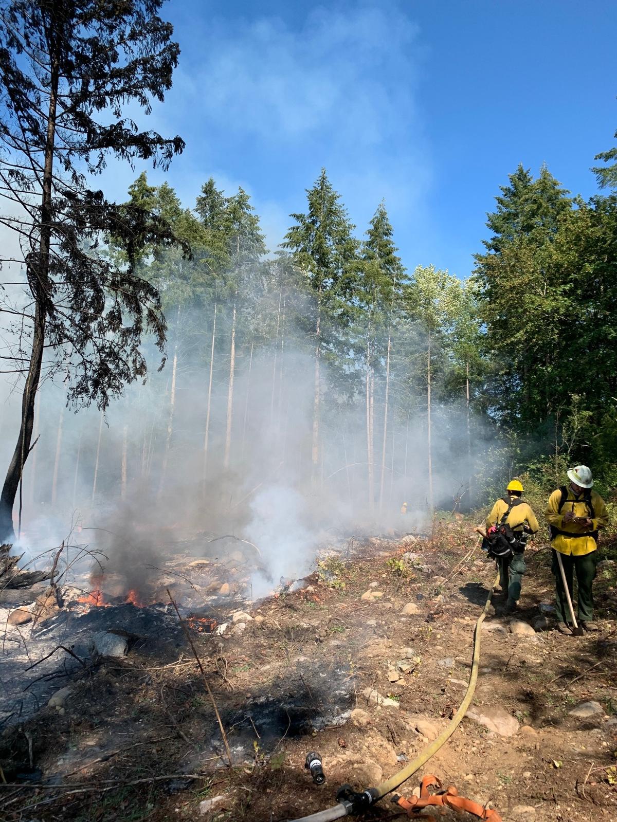 Fire crews responded to a blaze on cleared property in the Bald Hills area Tuesday.
