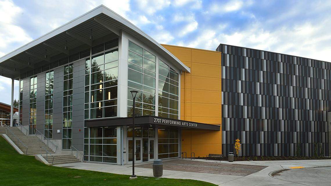 The exterior of Capital High School’s new performing arts center in west Olympia.