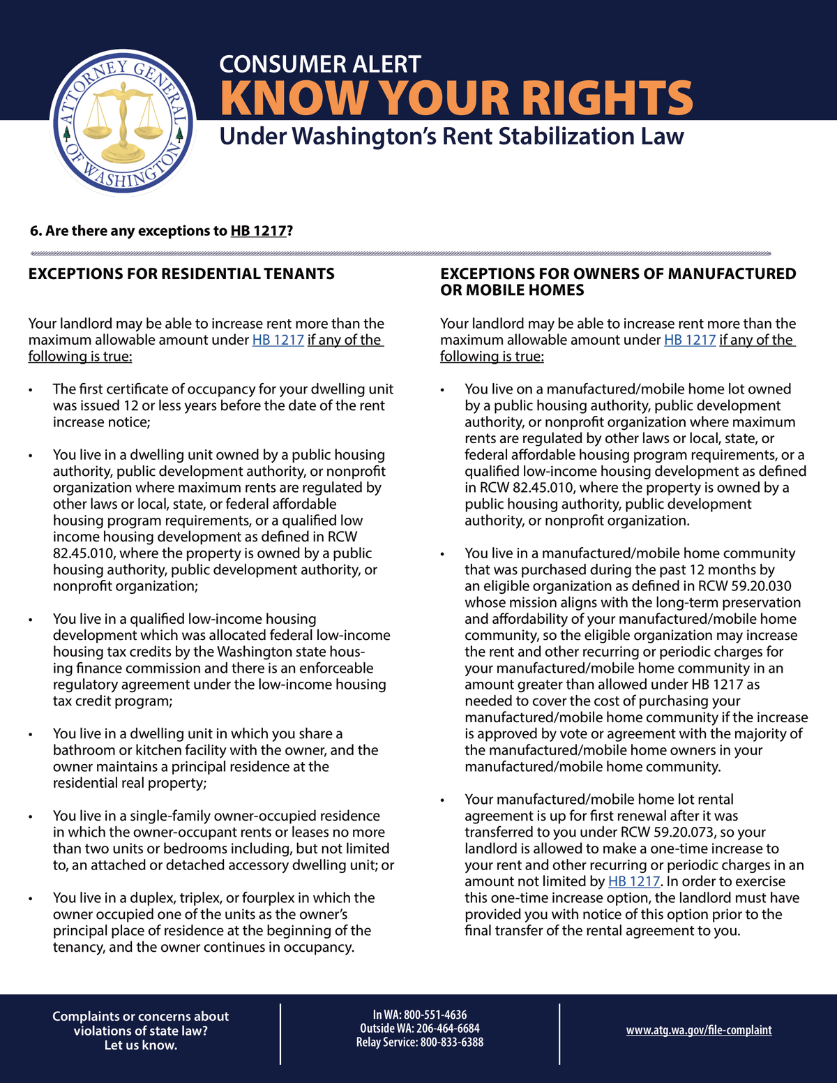 The Office of the Attorney General has shared a “Know Your Rights” flyer for Washington tenants.