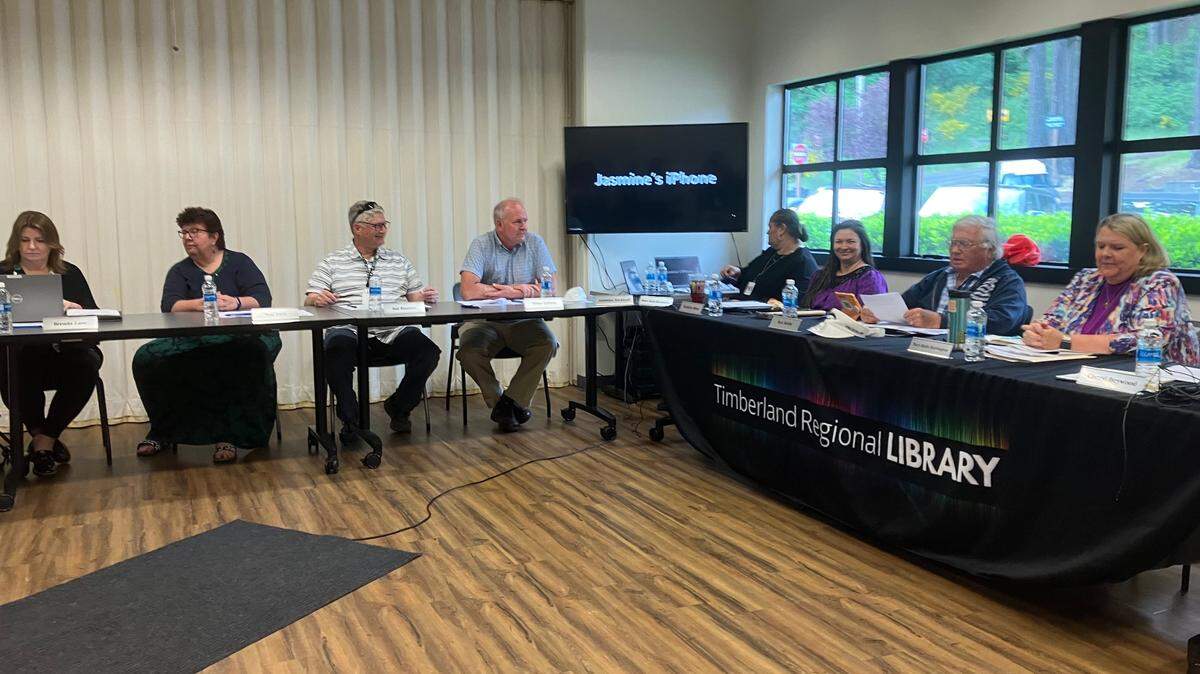 The Timberland Regional Library board of trustees gathered Wednesday in Shelton.