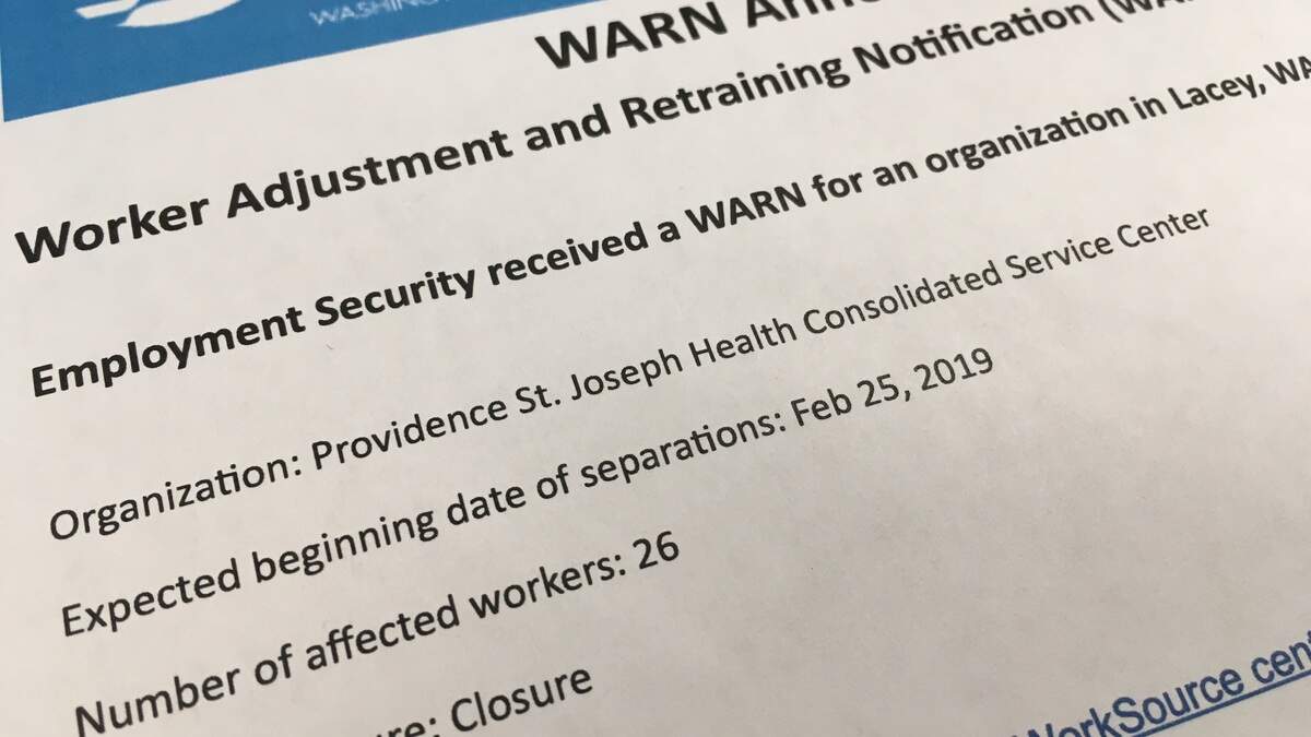 The Providence St. Joseph Health Consolidated Service Center, a distributor of medical supplies in Hawks Prairie, is set to close toward the end of February and result in more than 20 layoffs, according to the state Employment Security Department.