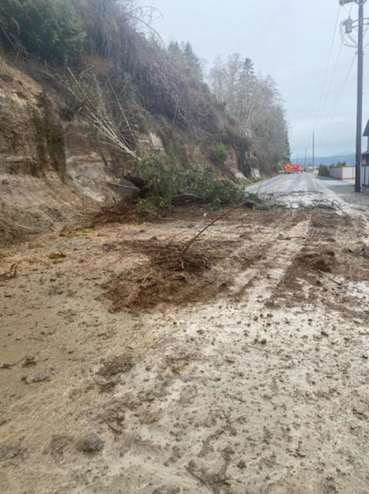 A Sunday debris slide has closed a section of state Route 106 in Mason County, the state Department of Transportation announced.