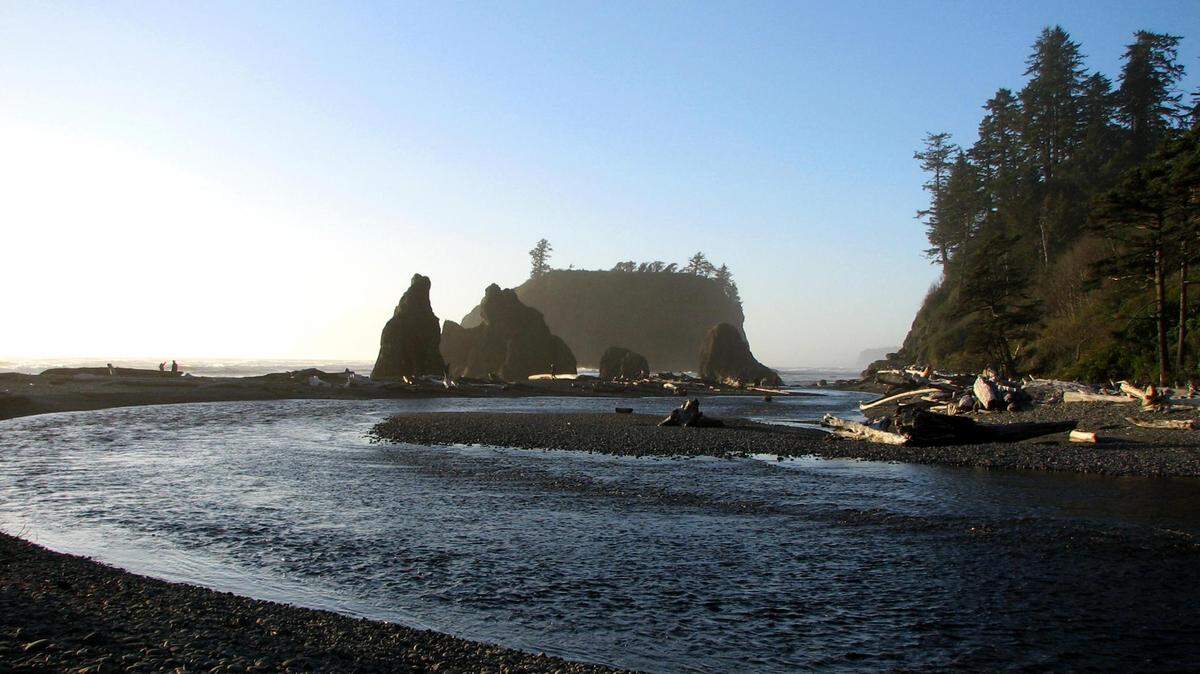 A sunset at the scenic Ruby Beach at Olympic National Park. The ocean beach can be accessed via U.S. 101 on the west coast of the Olympic Peninsula.