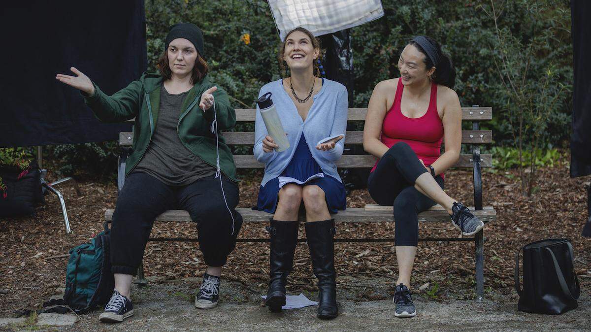 Three strangers share stories and support in “The Bench,” one of the films screening at the Capitol Theater as part of Saturday’s Locals Only Short Film Showcase.