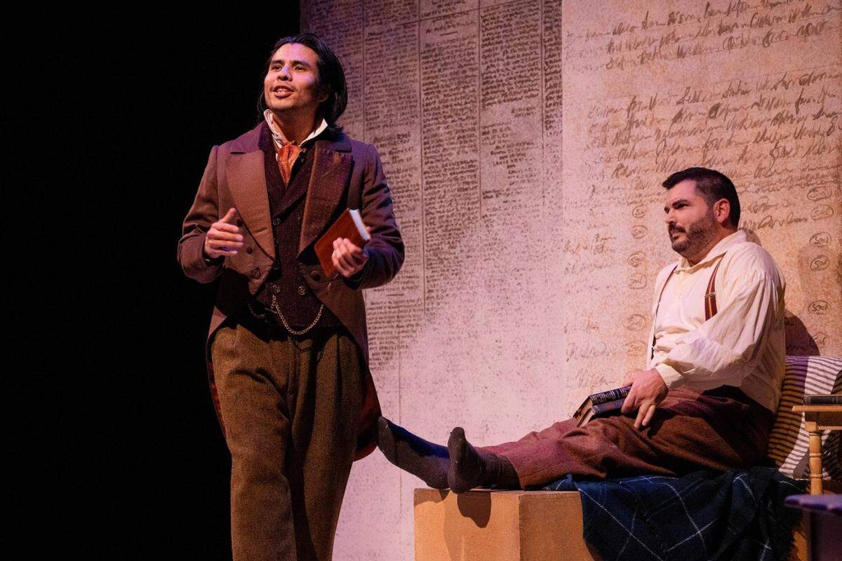 Lance Claymore as Elias Boudinot and Steve Wood as John Ridge in Harlequin Productions’ ”Sovereignty.”