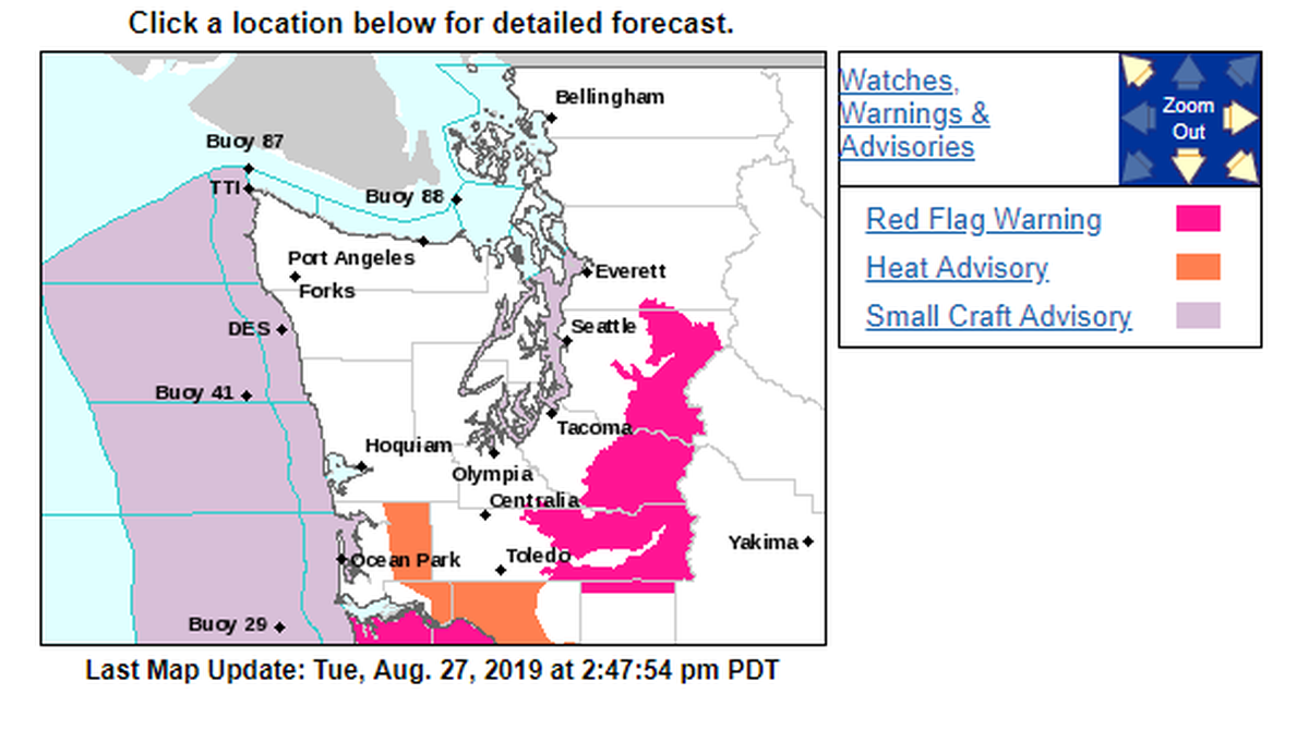 The National Weather Service issued a Red Flag Warning for an area that touches Thurston County, which prompted an alert to be sent through the Thurston Community Alert system.