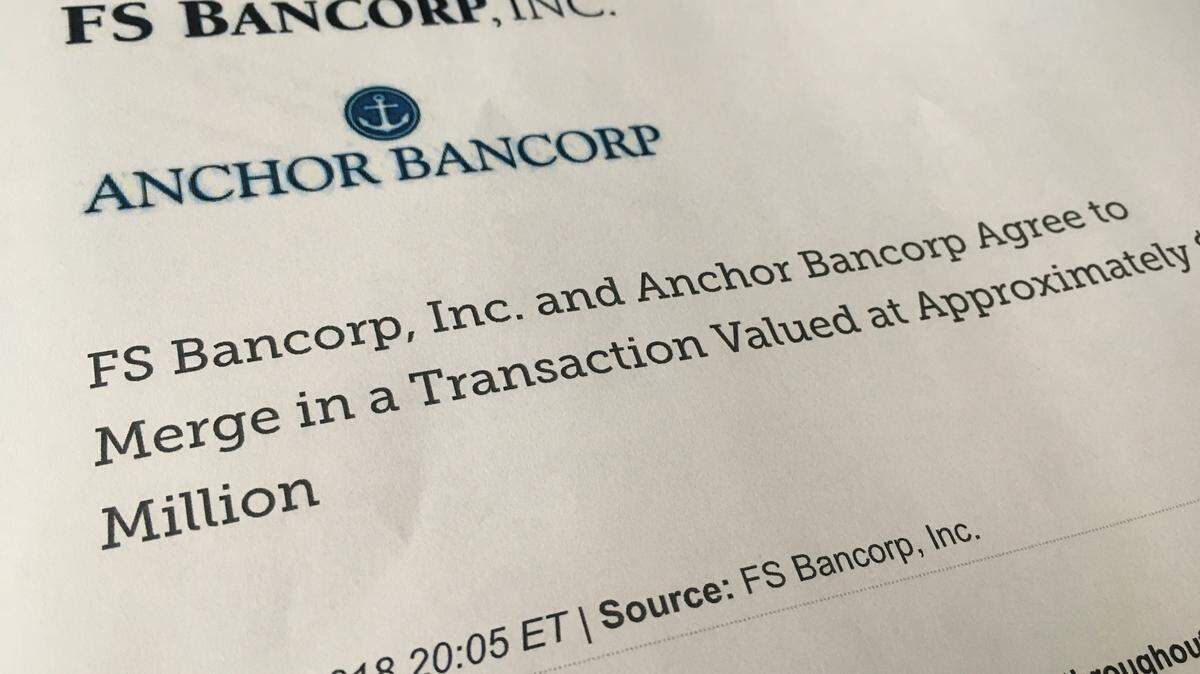 The parent company of Anchor Bank will not merge with Washington Federal as previously announced. Instead, the Lacey-based company is now set to merge with FS Bancorp of Mountlake Terrace in a stock and cash deal valued at $77 million.