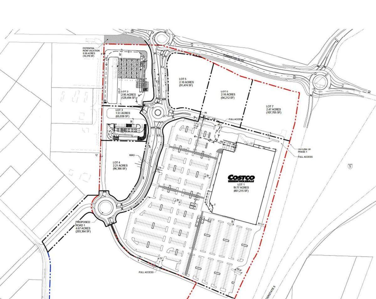 A map shows the layout of the proposed Costco at the southwest corner of
